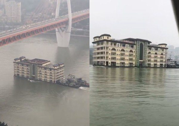 Nhà 5 tầng trôi trên mặt nước gây chấn động mạng xã hội Trung Quốc, lí do đằng sau càng khiến người ta bất ngờ- Ảnh 1.